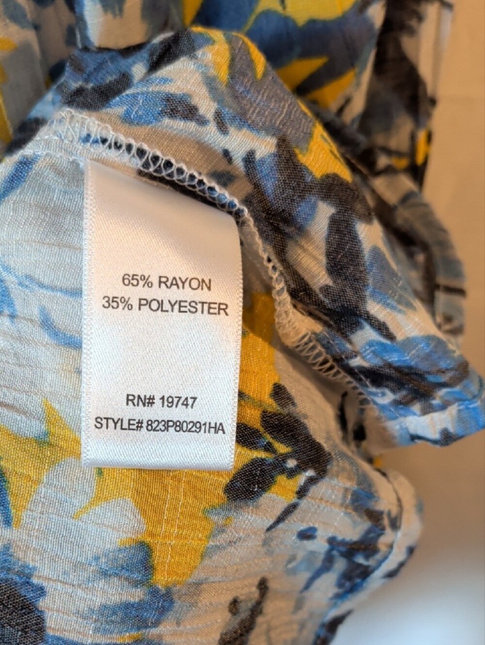 Counterparts Blue, Yellow & White Floral V-Neck Blouse - Picture 3 of 6